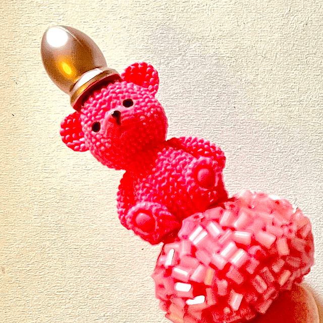 S54 - Stylo à perles et ours rose