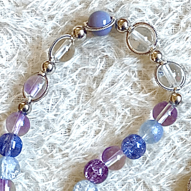 C02 - Collier perles en verre ton violet