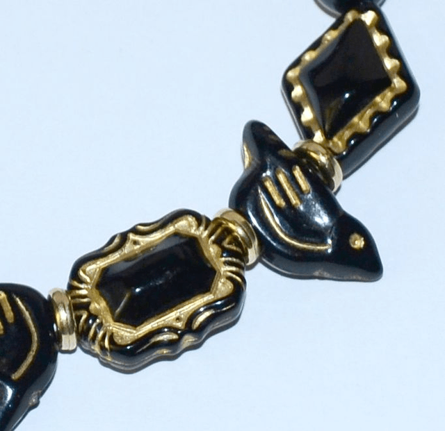 B77 - Bracelet perle acrylique ton noir et doré