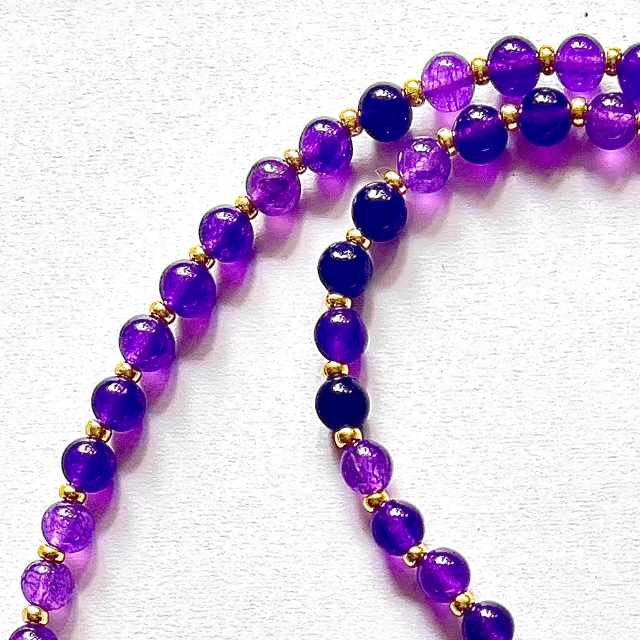 C34 - Collier perles améthyste et pendentif améthyste 
