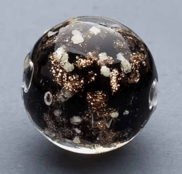 B108 - Bracelet perles en verre lampwork ton noir