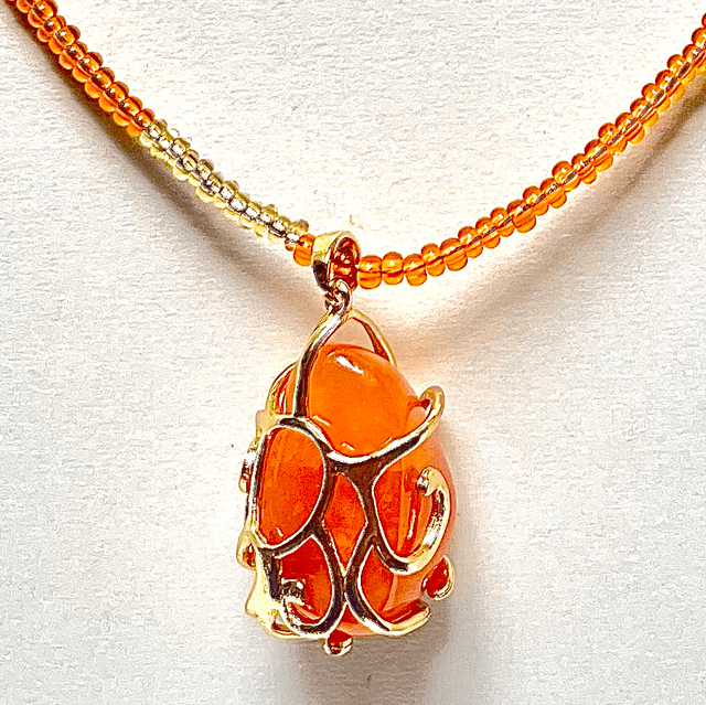 C30 - Collier perles verre et cornaline
