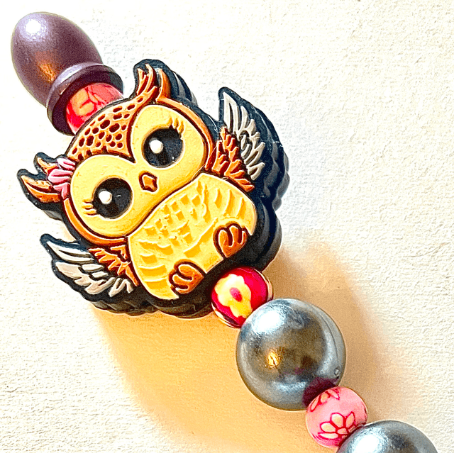 S39 - Stylo à perles et perle chouette