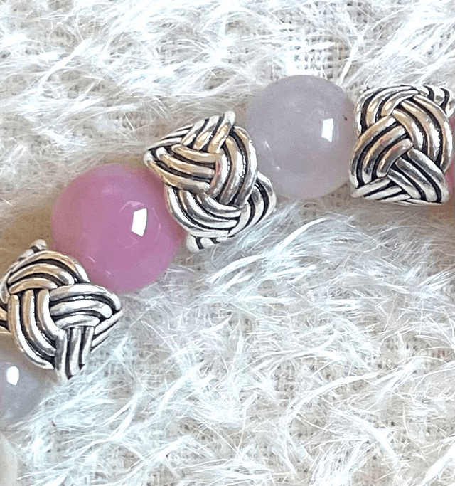 B18 - Bracelet perles agate rose et tons clairs