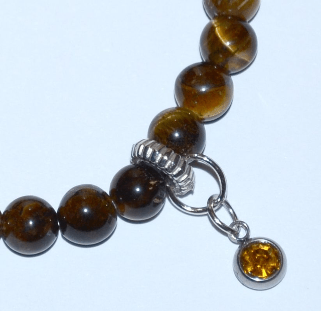 B72- Bracelet oeil du tigre, charm strass