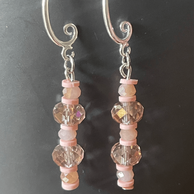 BO26 - Boucles d’oreilles en perles en verre ton rose