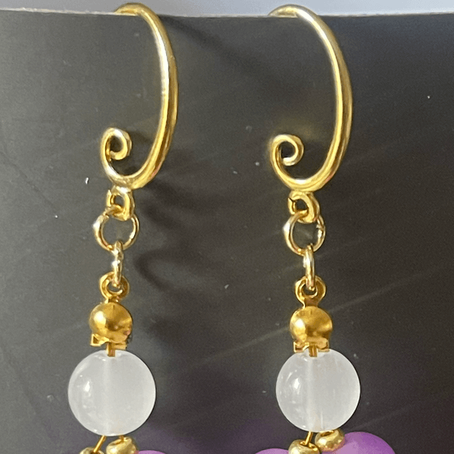 BO23 - Boucles d’oreilles perles parmes et blanches