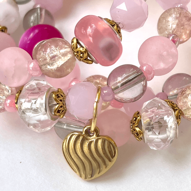 B100 - Bracelet perles verre sur fil mémoire de forme