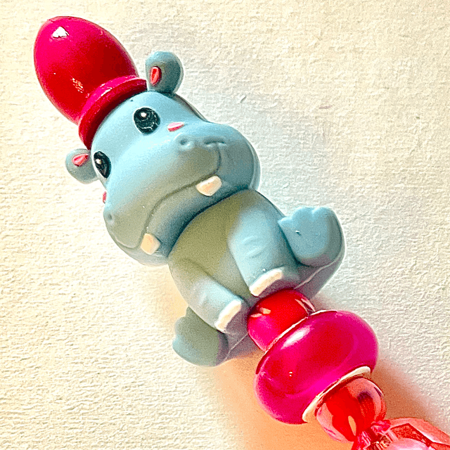 S44 - Stylo à perles et perle hippopotame 