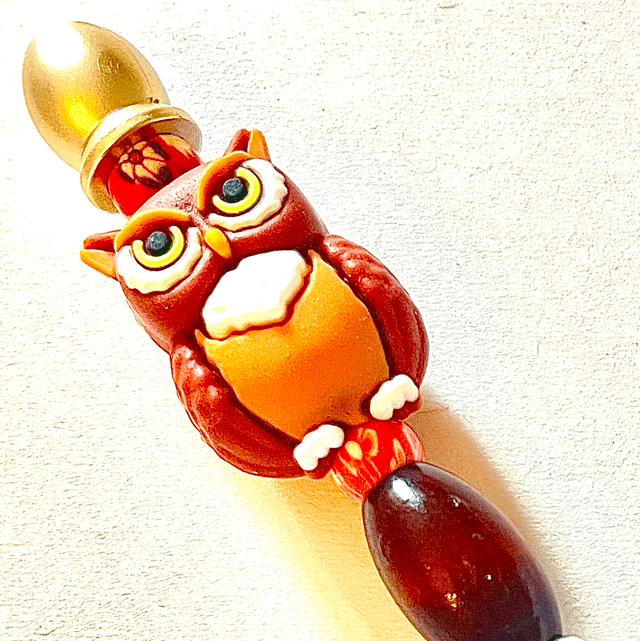 S40 - Stylo à perles et perle hibou