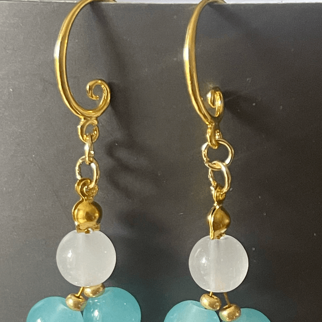 BO24 - Boucles d’oreilles perles bleues et blanches