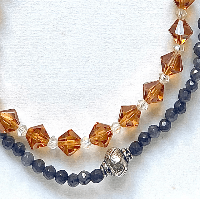 D23 -Dragonne perles en verre et acier inoxydable 