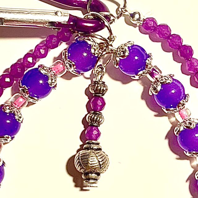 D24 - Dragonne perles en verre et acier inoxydable