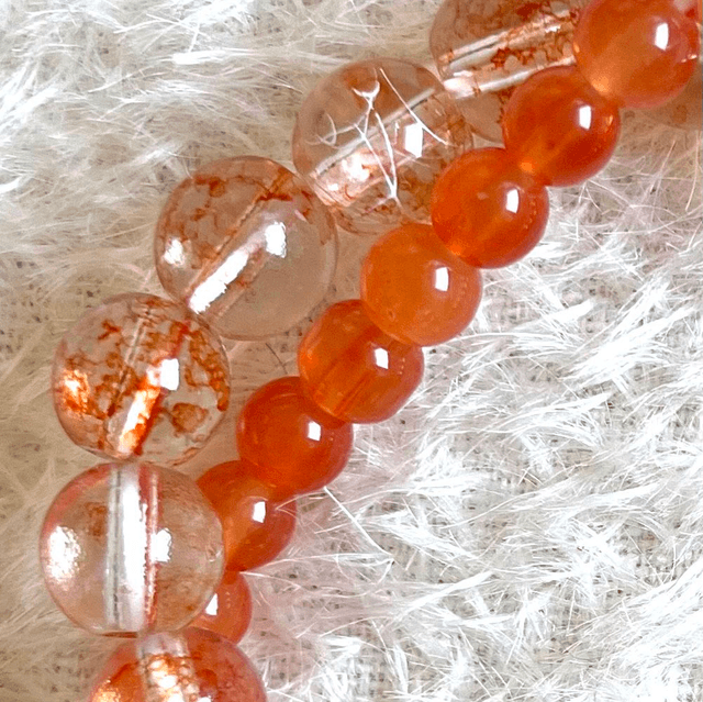 B25 - Bracelet perles verre orangé