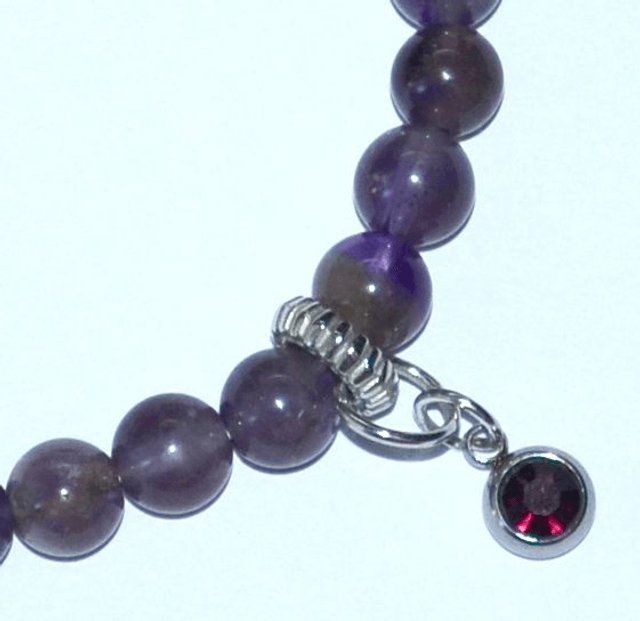 B75- Bracelet améthyste, charm strass