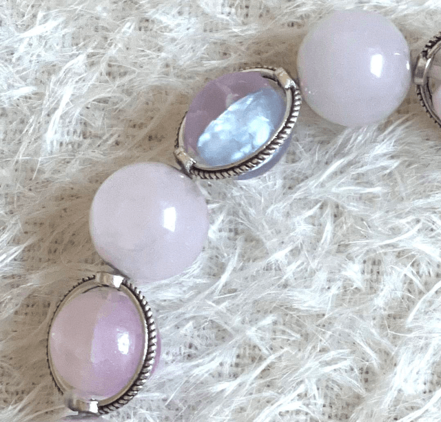 B34 - Bracelet perles en agate rose et en verre
