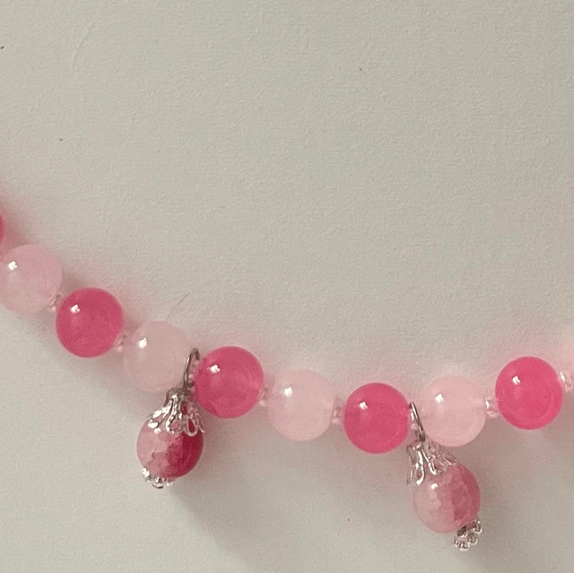 C14 -  Collier perles en verre pendentif perles verre