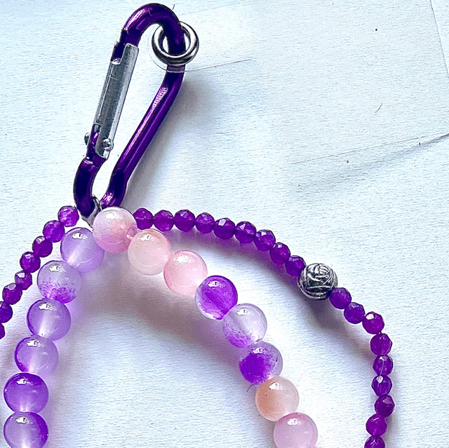 D22 - Dragonne perles en verre et acier inoxydable