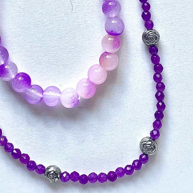 D22 - Dragonne perles en verre et acier inoxydable