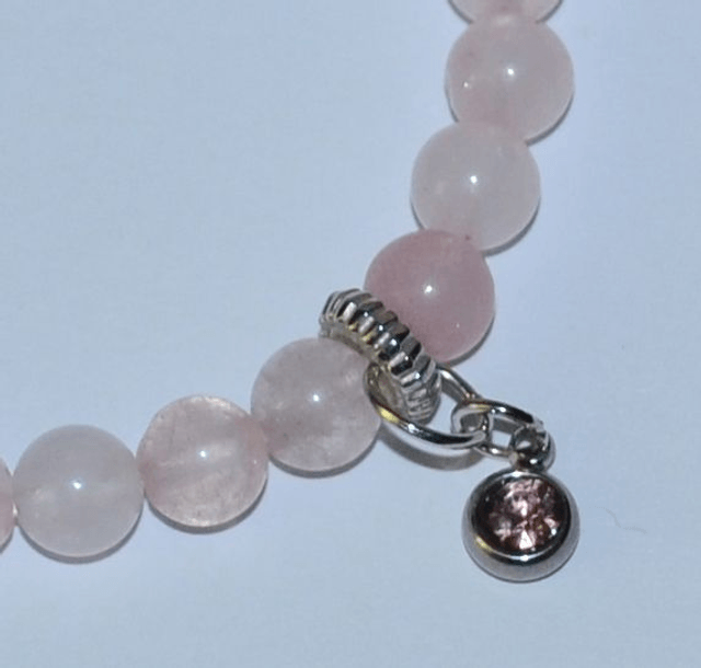 B69- Bracelet quartz rose, charm strass