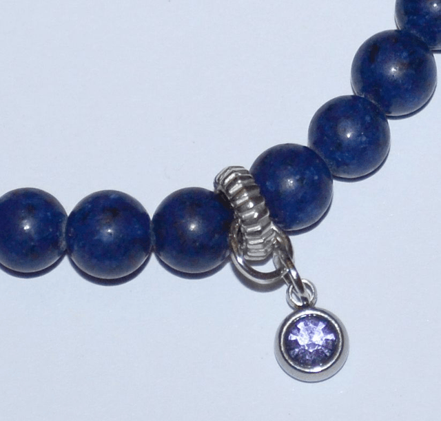 B70- Bracelet lapis lazuli, charm strass