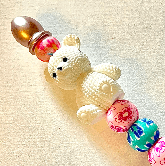 S49 - Stylo à perles et ours blanc