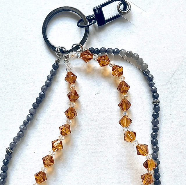 D23 -Dragonne perles en verre et acier inoxydable 