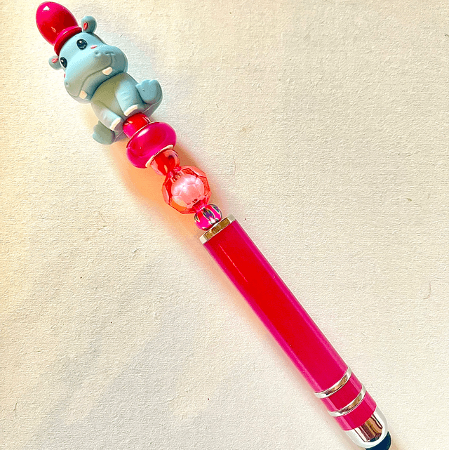 S44 - Stylo à perles et perle hippopotame 