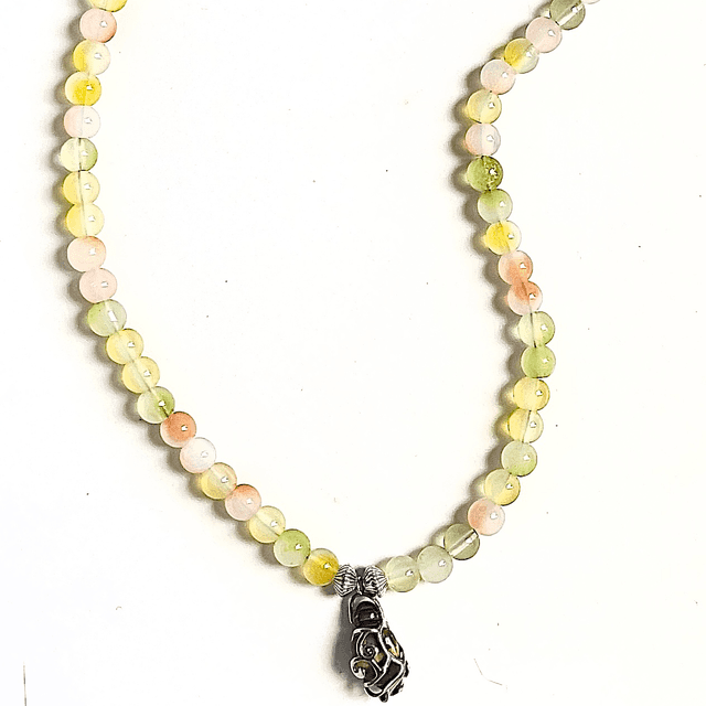 C17 - Collier perles en verre et pierre œil du tigre