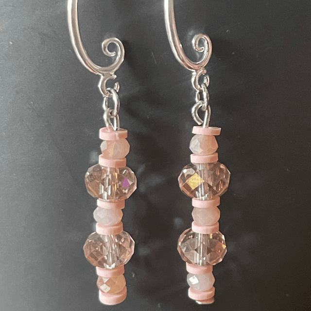 BO26 - Boucles d’oreilles en perles en verre ton rose