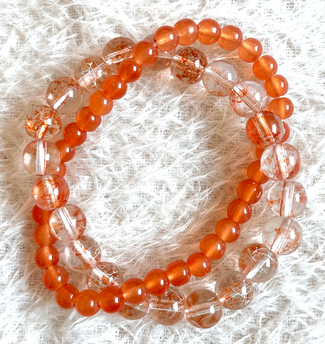 B25 - Bracelet perles verre orangé