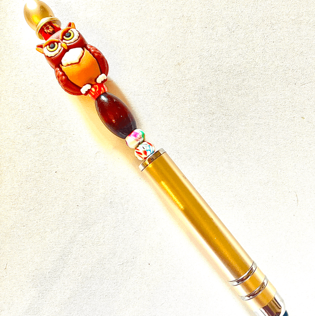S40 - Stylo à perles et perle hibou